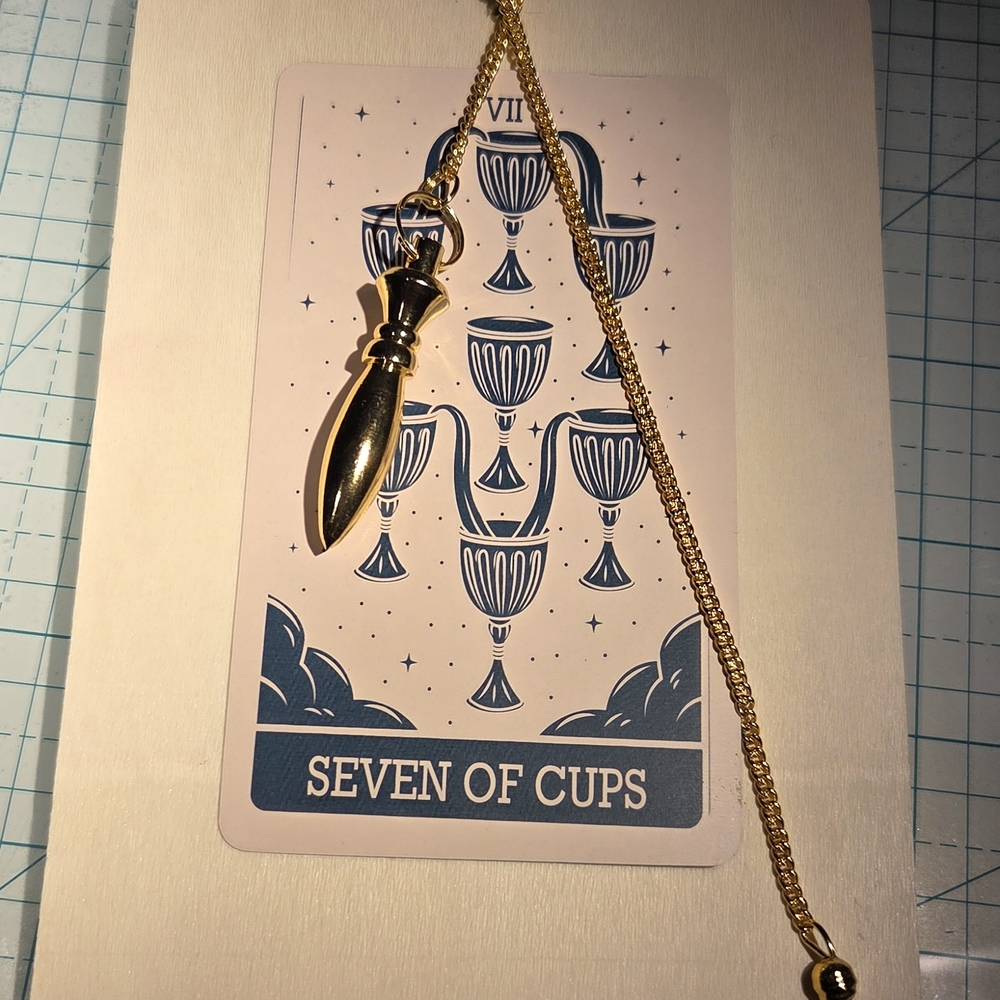 Gold Pendulum Divination Tool With Tarot Card